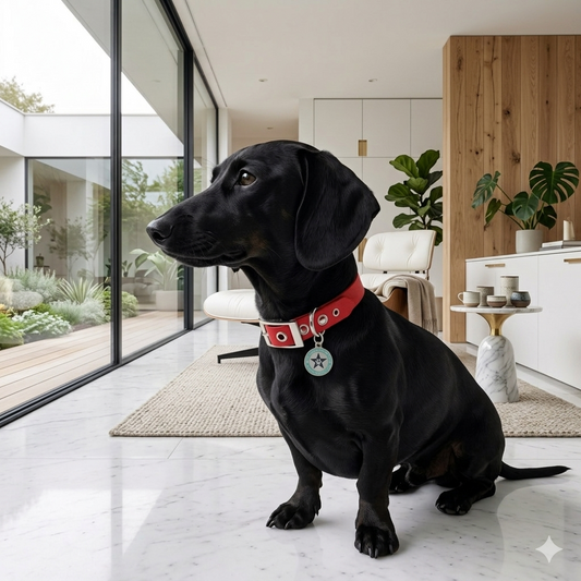 Collier pour chien cerise teckel 16mm waterproof fait main à Marseille — L'Atelier du Chien Français