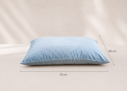 Housse de rechange officielle couleur celadon en 70cm par 60cm pour le Coussin Signature "Lili" L'atelier du Chien Français. Velours premium fait main à Marseille