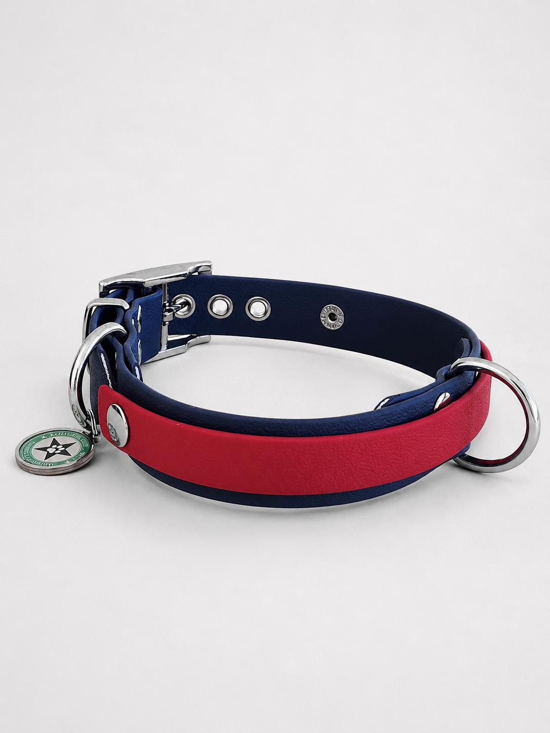 Collier modulable pour chien en TPU  bleu nuit avec bande amovible colorée rouge cerise