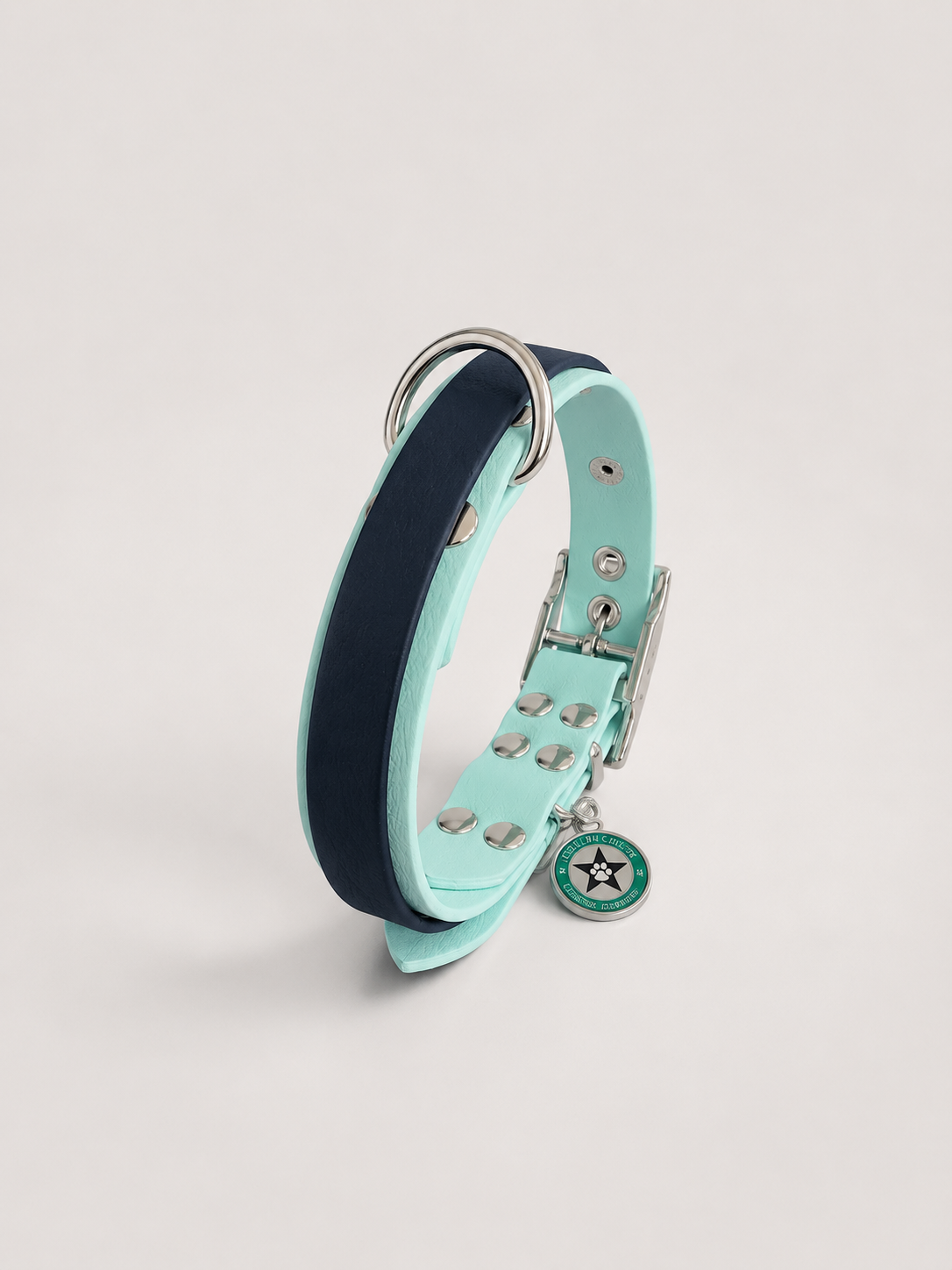 Collier modulable pour chien en TPU bleu pastel avec bande amovible colorée bleu nuit