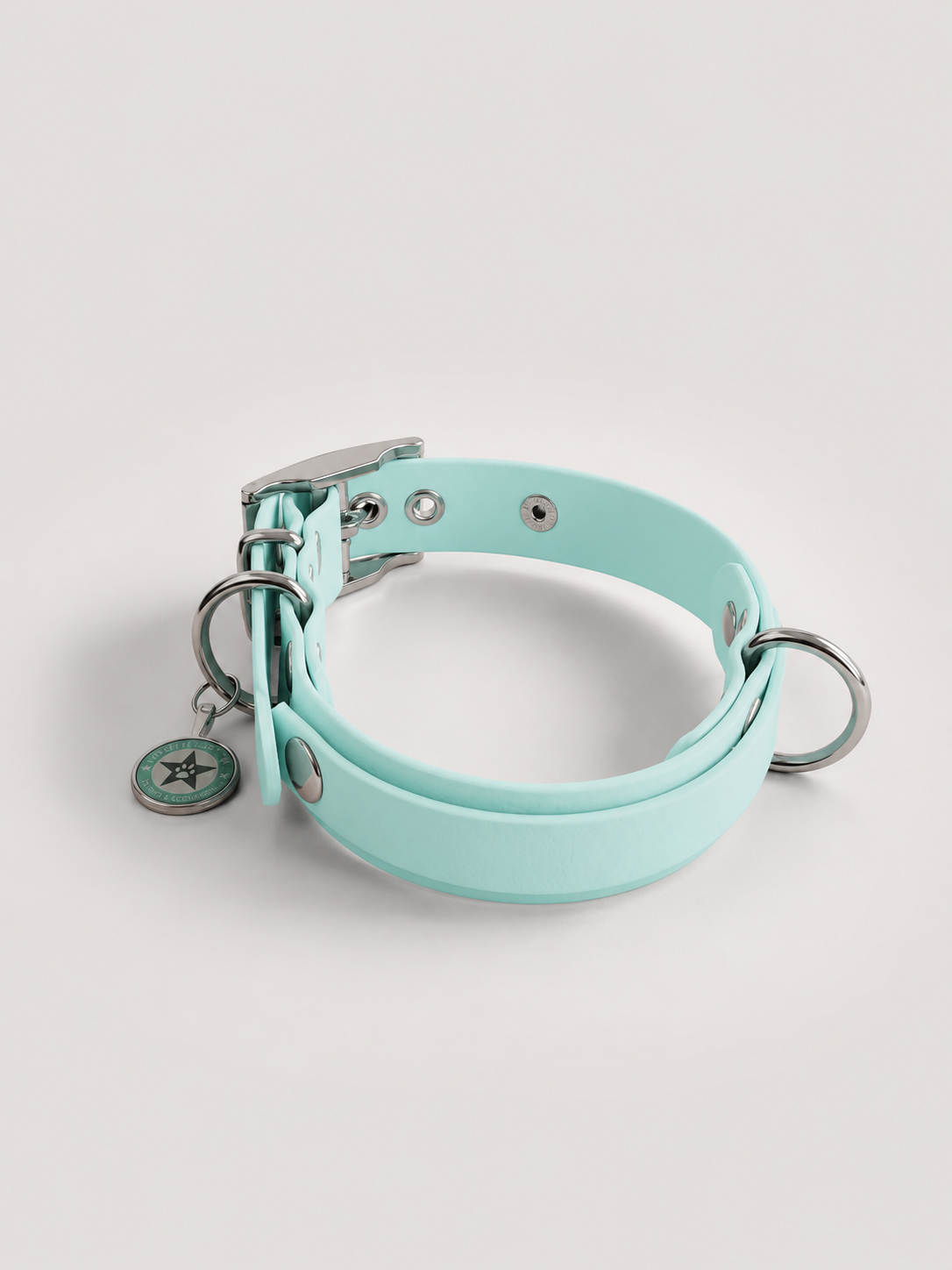 Collier modulable pour chien en TPU bleu pastel avec bande amovible colorée bleu pastel