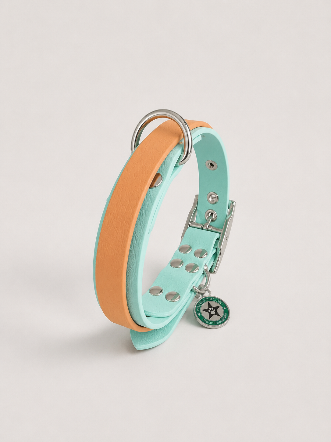 Collier modulable pour chien en TPU bleu pastel avec bande amovible colorée caramel