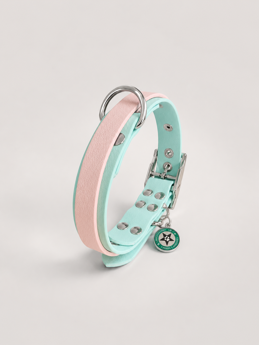 Collier modulable pour chien en TPU bleu pastel avec bande amovible colorée rose