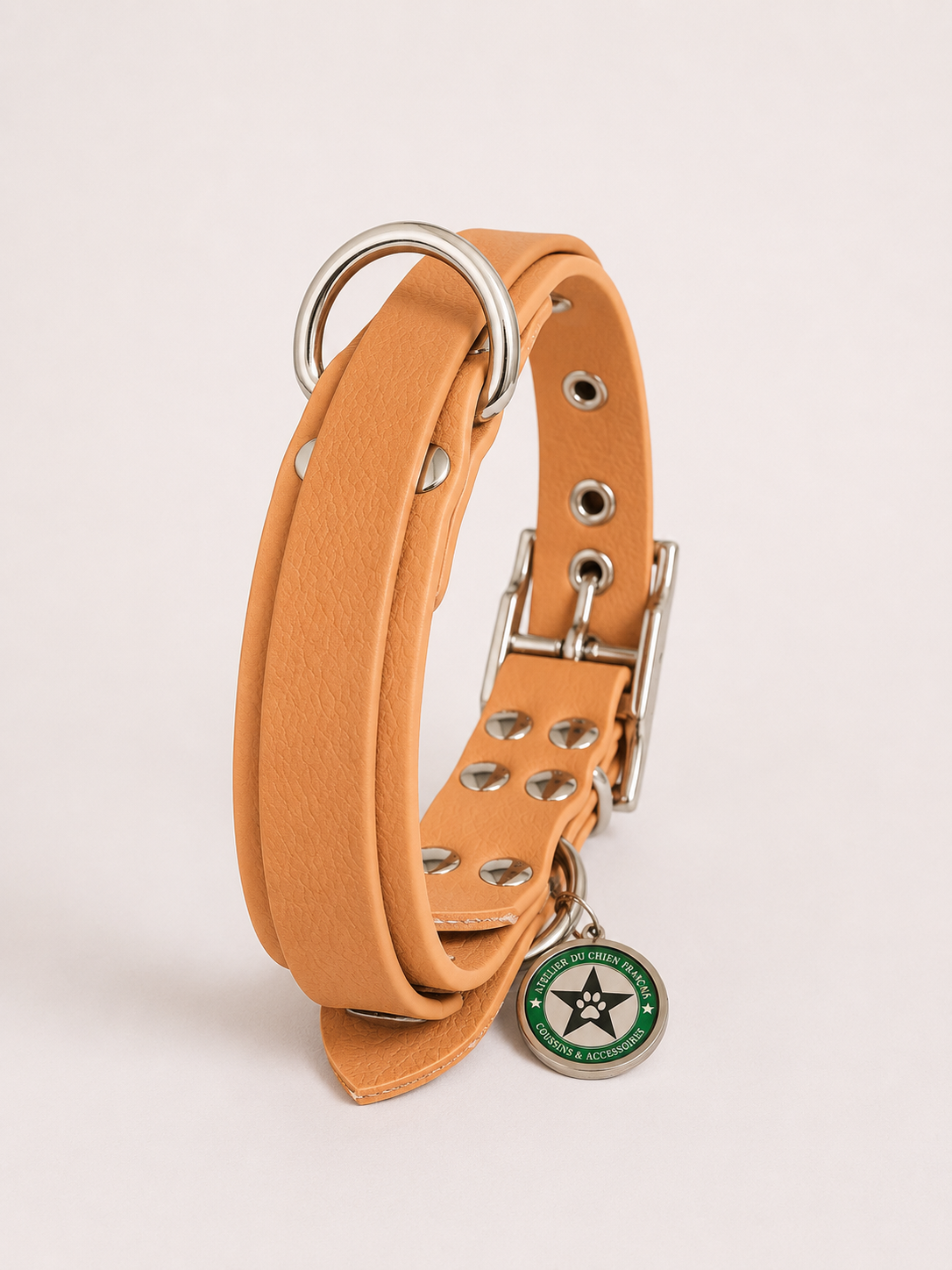 Collier modulable pour chien en TPU caramel avec bande amovible colorée caramel