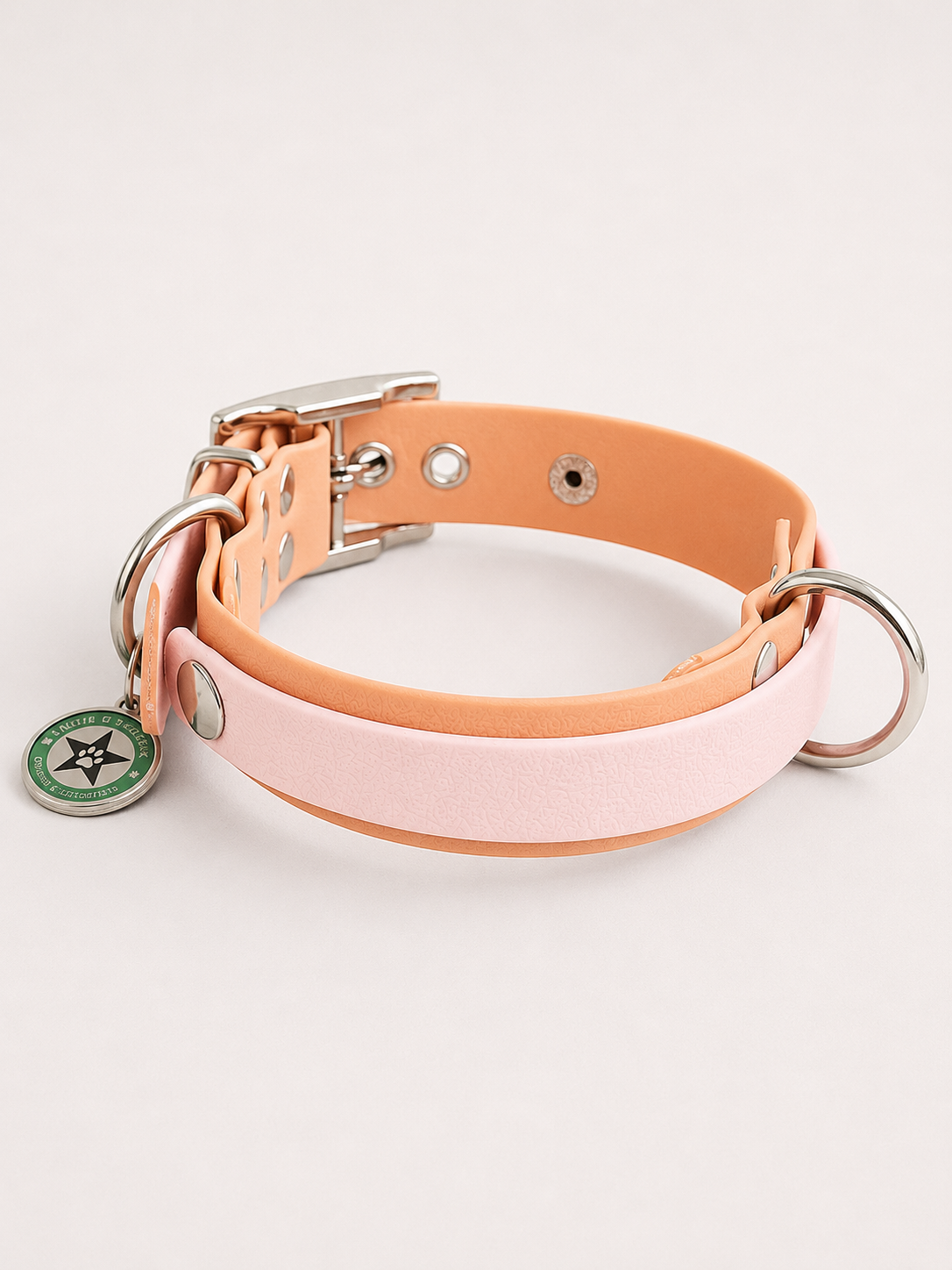 Collier modulable pour chien en TPU caramel avec bande amovible colorée rose