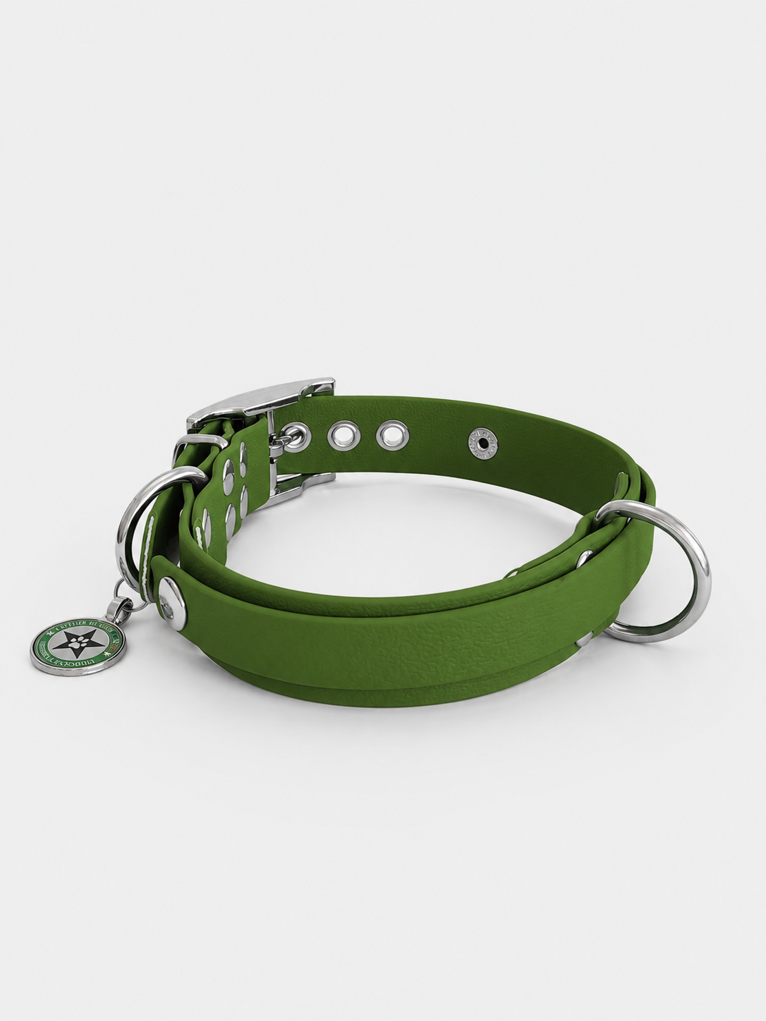 Collier modulable pour chien en TPU vert olive avec bande amovible colorée vert olive