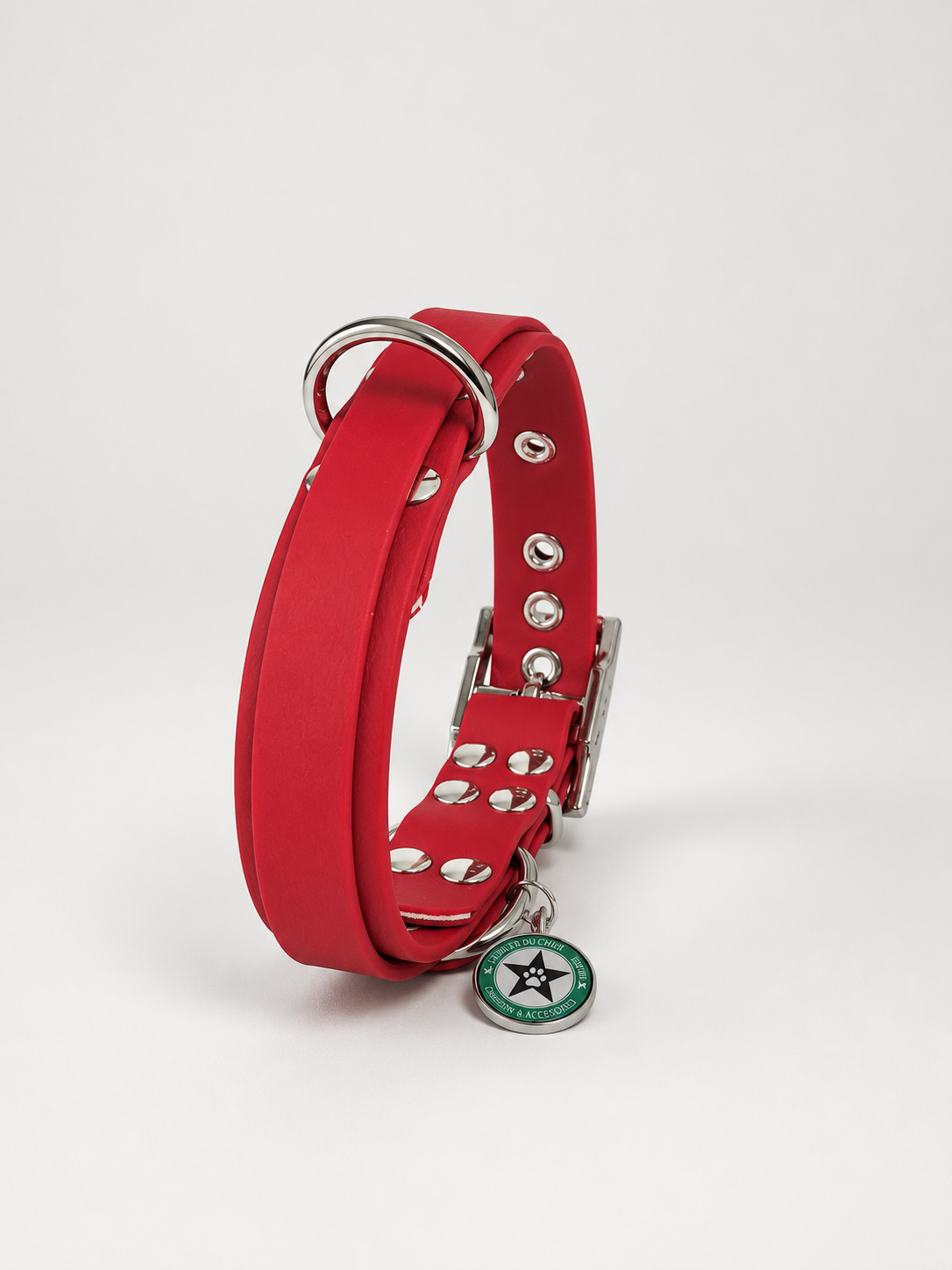 Collier modulable pour chien en TPU rouge cerise avec bande amovible colorée rouge cerise 