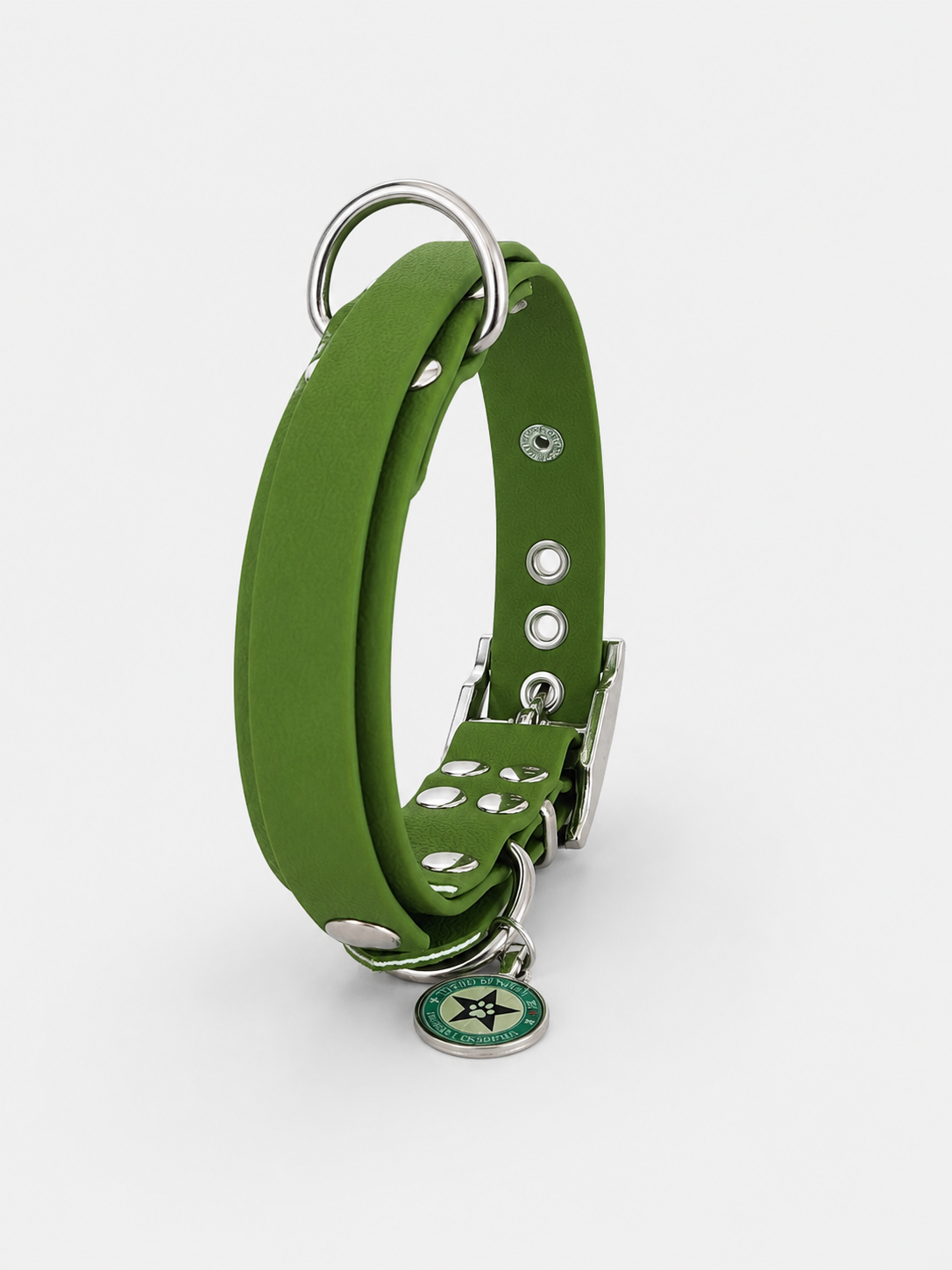 Collier modulable pour chien en TPU vert olive avec bande amovible colorée  vert olive