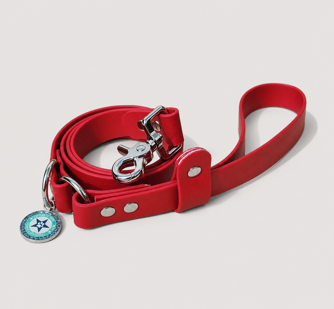 Laisse classique pour chien rouge cerise 25mm waterproof fait main à Marseille — l'Atelier du Chien Français