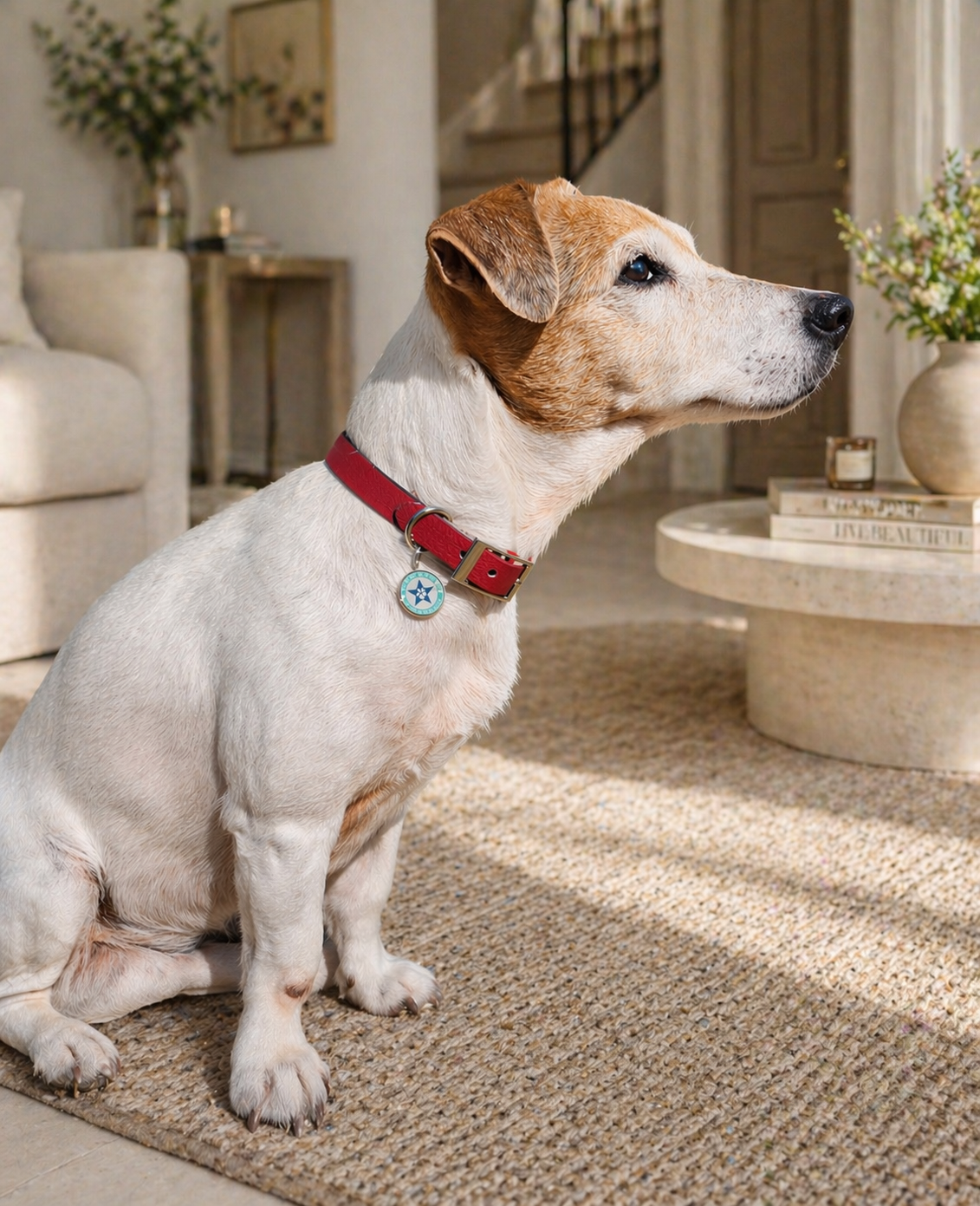 Collier pour chien jack russel cerise 16mm waterproof fait main à Marseille — L'Atelier du Chien Français