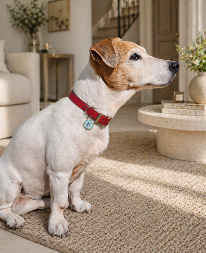 Collier pour chien jack russel cerise 16mm waterproof fait main à Marseille — L'Atelier du Chien Français