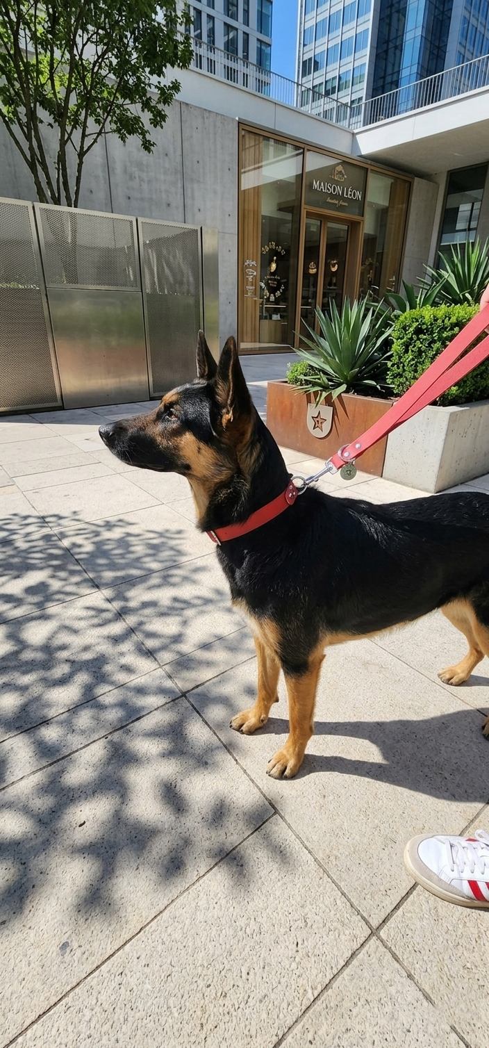 Collier pour chien malinois cerise 25mm waterproof fait main à Marseille — L'Atelier du Chien Français