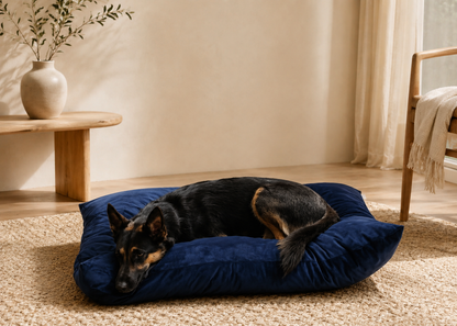 Coussin signature "lili" bleu nuit pour chien malinois compactable lavable  fait main à Marseille — L'Atelier du Chien Français