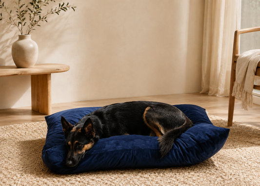 Coussin signature "lili" bleu nuit pour chien malinois compactable lavable  fait main à Marseille — L'Atelier du Chien Français