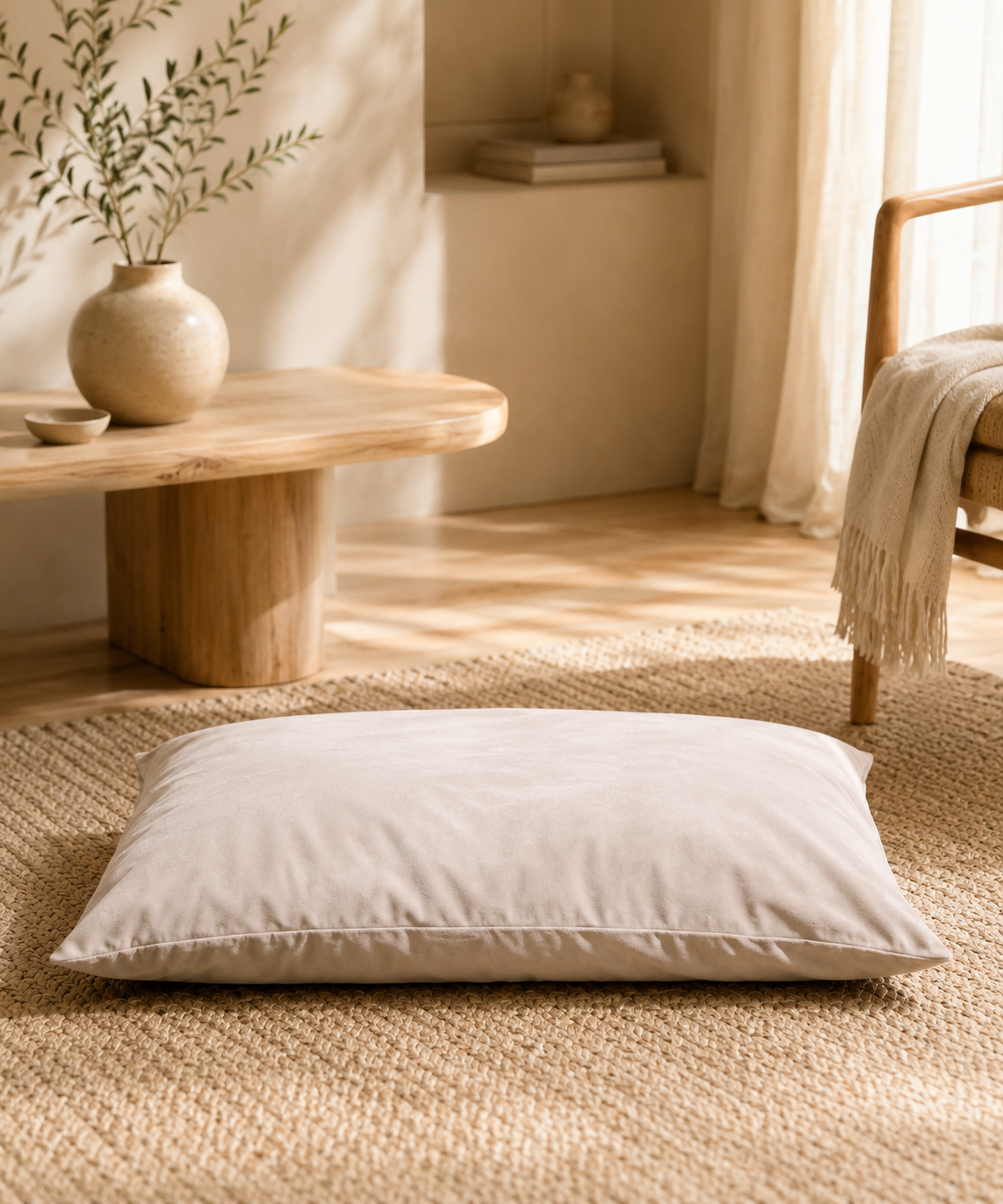 Coussin signature "lili" Taupe pour chien compactable lavable  fait main à Marseille — L'Atelier du Chien Français