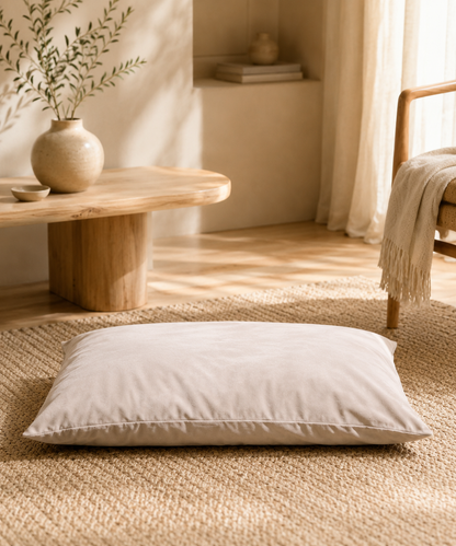 Coussin signature "lili" Taupe pour chien compactable lavable  fait main à Marseille — L'Atelier du Chien Français