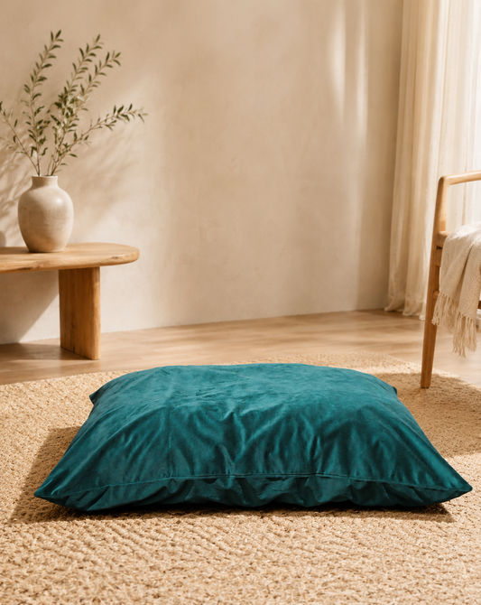 Coussin signature "lili" vert sapin
 pour chien compactable lavable  fait main à Marseille — L'Atelier du Chien Français