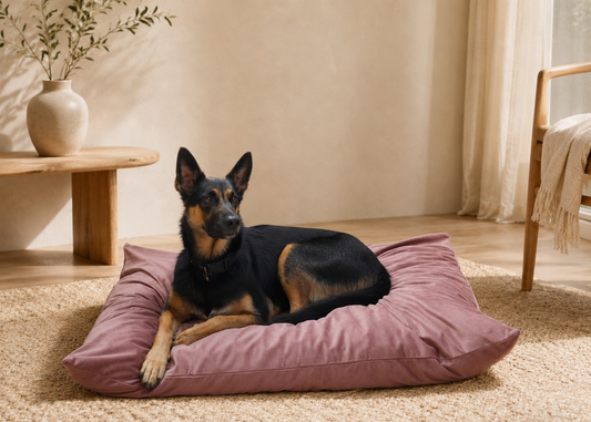 Coussin signature "lili" bois de rose
 pour chien malinois compactable lavable  fait main à Marseille — L'Atelier du Chien Français