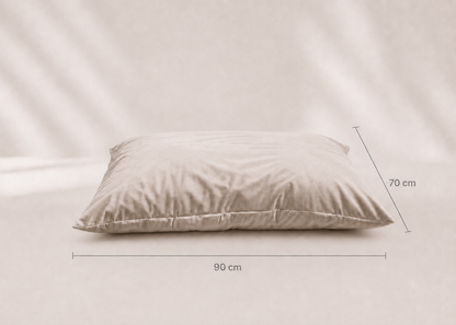 Housse de rechange officielle couleur taupe en 90cm par 70cm pour le Coussin Signature "Lili" L'atelier du Chien Français. Velours premium fait main à Marseille