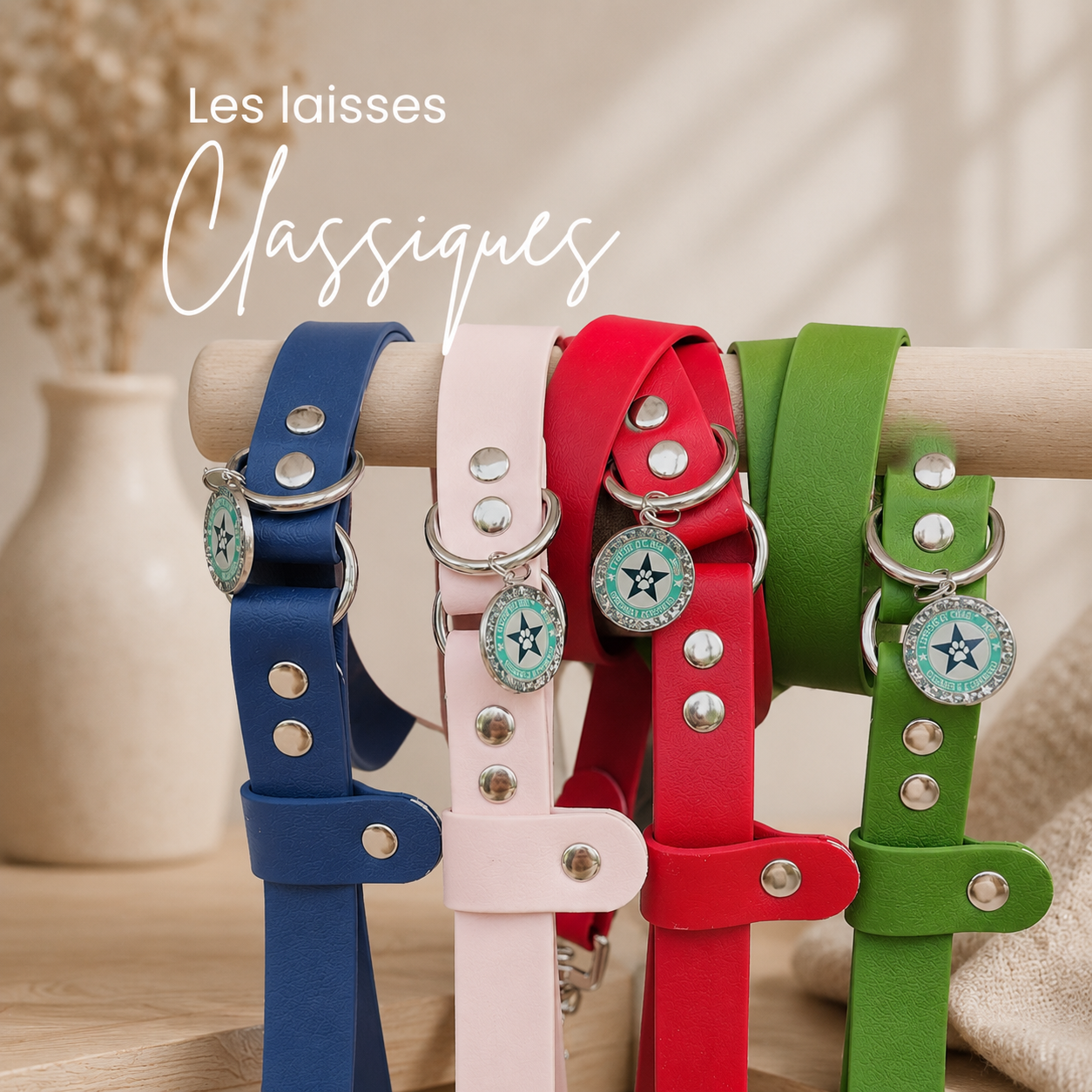 Laisses classiques pour chien collection unie waterproof fait main à Marseille — L'Atelier du Chien Français
