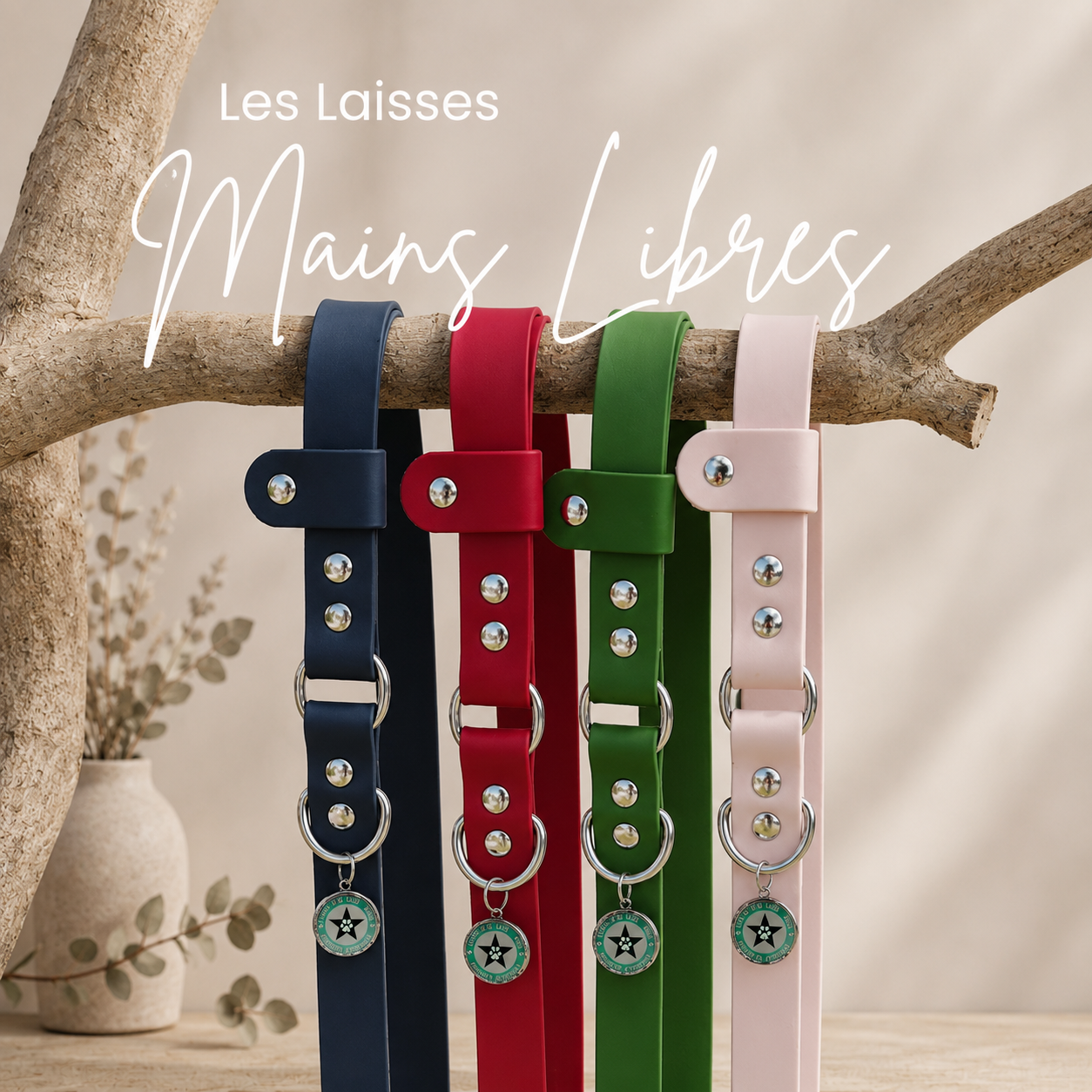 Laisses mains libres pour chien collection unie waterproof fait main à Marseille — L'Atelier du Chien Français