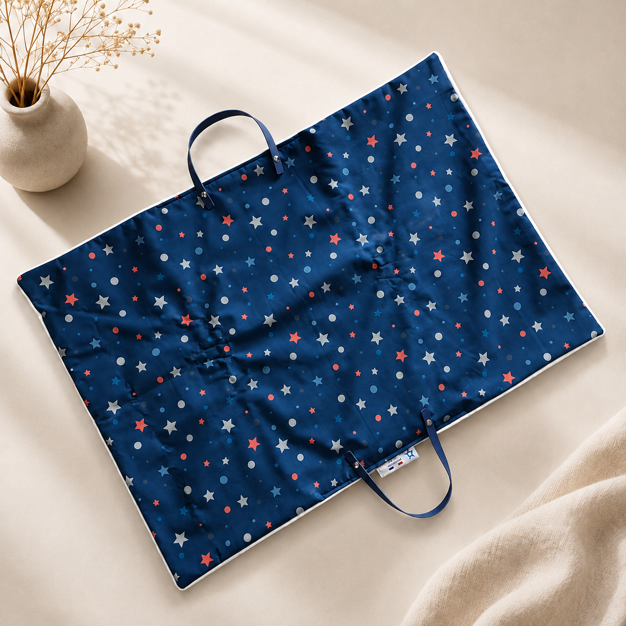 Tapis de voyage pour chien bleu en taille fait main à Marseille — l'Atelier du Chien Français